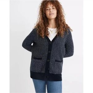 Madewell Bird’s Eye Maysfield Cardigan Sweater in Coziest Yarn